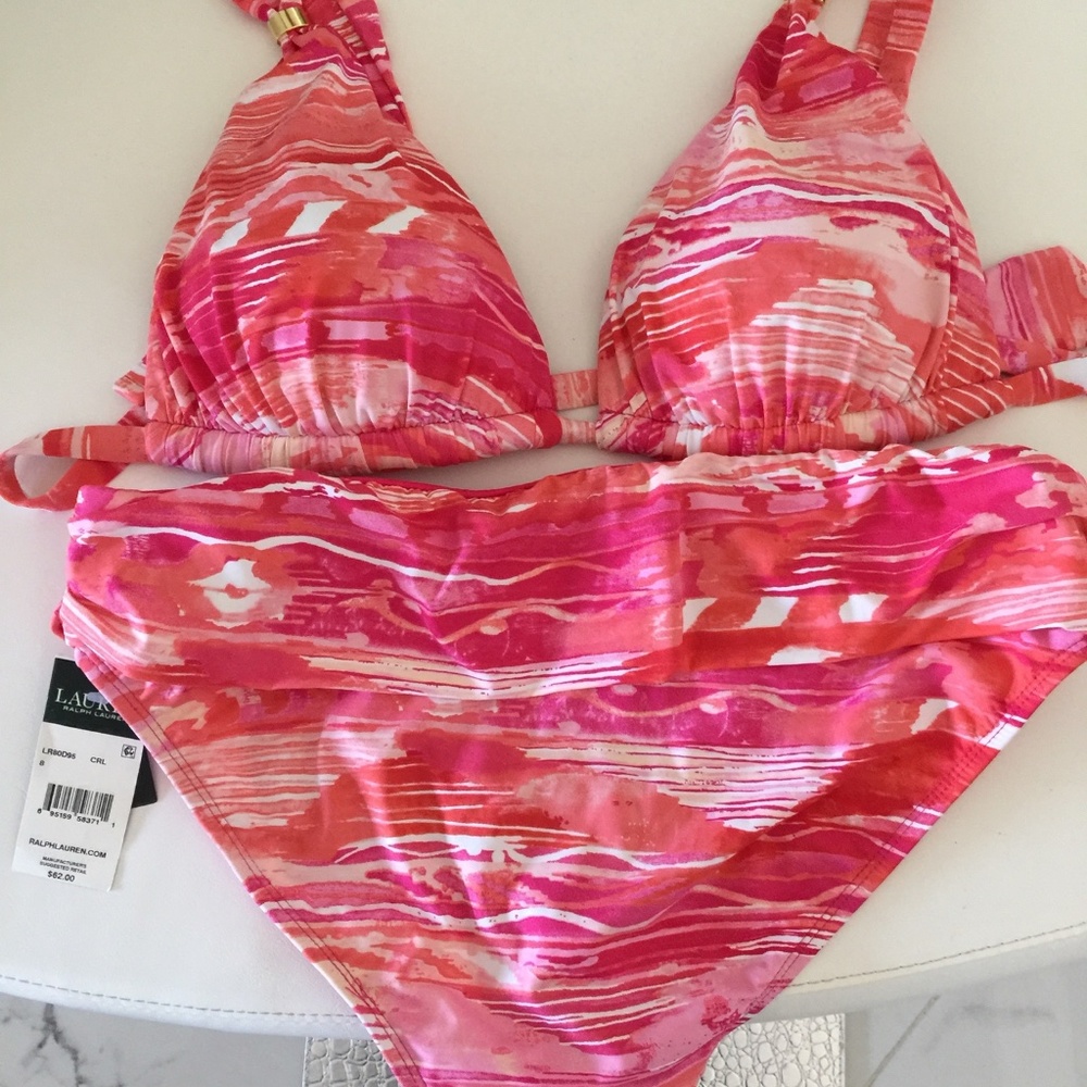 NWT Ralph Lauren Halter Bikini Top & Hipster Bikini Bottom Swim Suit Size 8